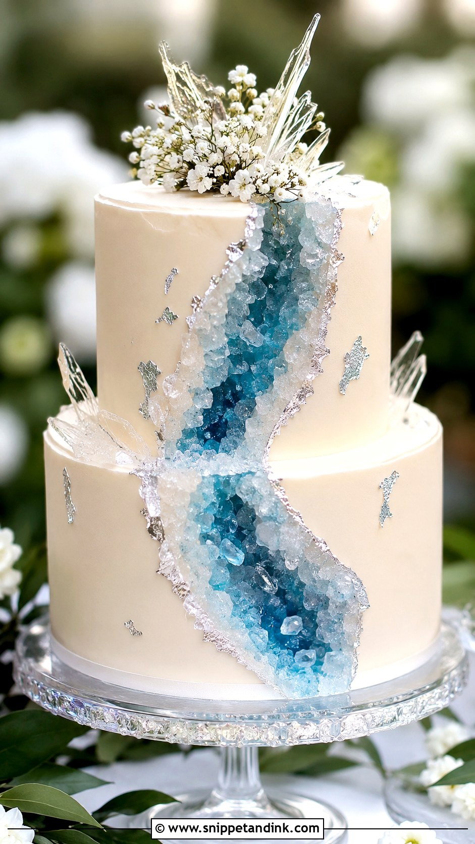 Two Tier Geode Wedding Cake - Snippet and Ink - 30 Geode Wedding Cakes