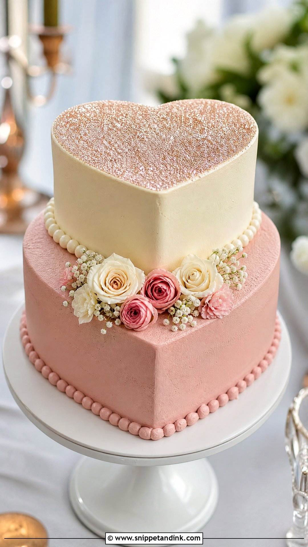 Two Tier Glitter Heart Cake - Snippet and Ink - 25 Glitter Heart Cake Ideas for Wedding