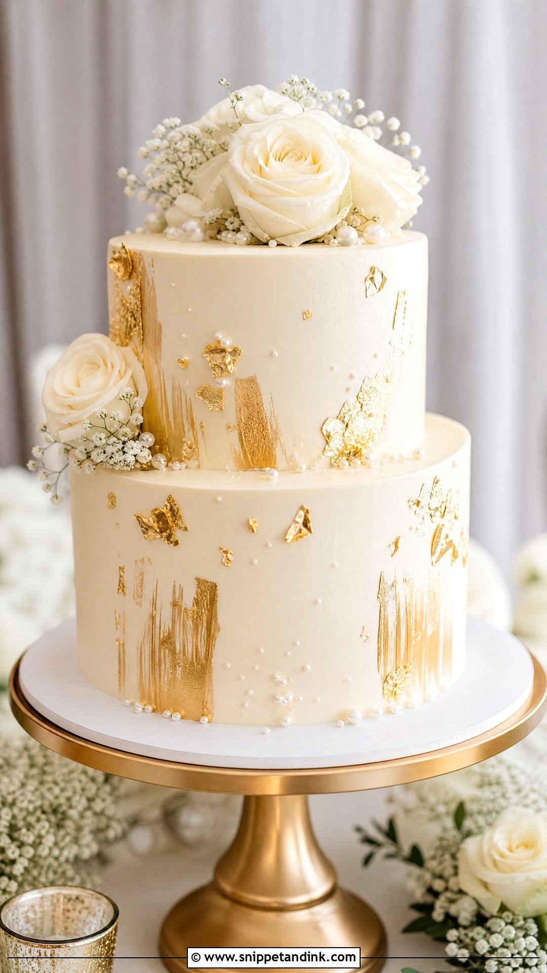 Two Tier Gold Wedding Cake - Snippet and Ink - 20 Two Tier Cakes for Wedding