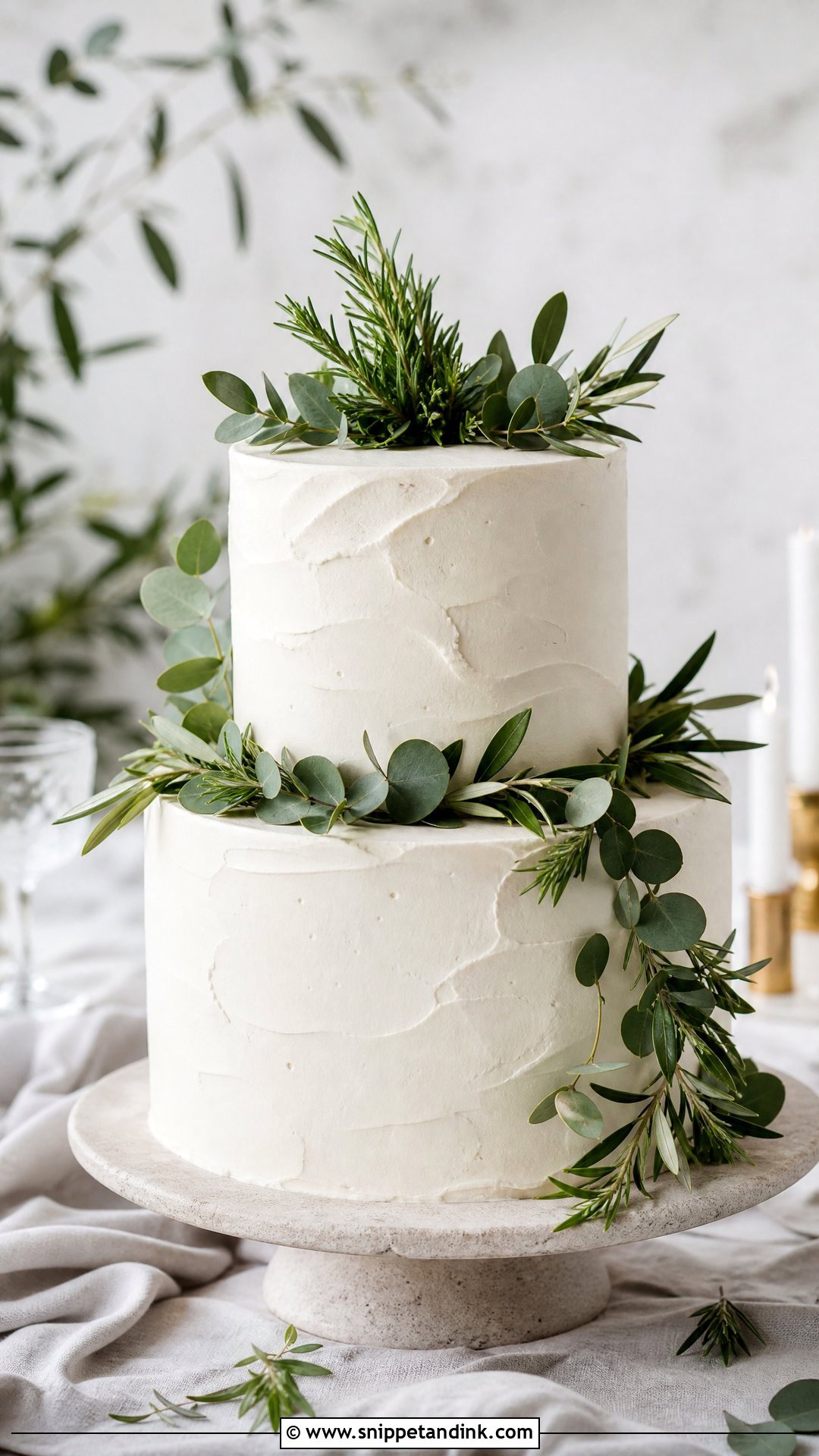 Two Tier Greenery Wedding Cake - Snippet and Ink - 20 Simple Two Tier Wedding Cake Ideas