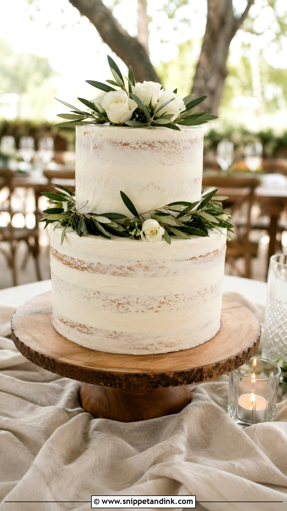 Two Tier Greenery Wedding Cake - Snippet and Ink - 25 Rustic Greenery Wedding Cake Ideas