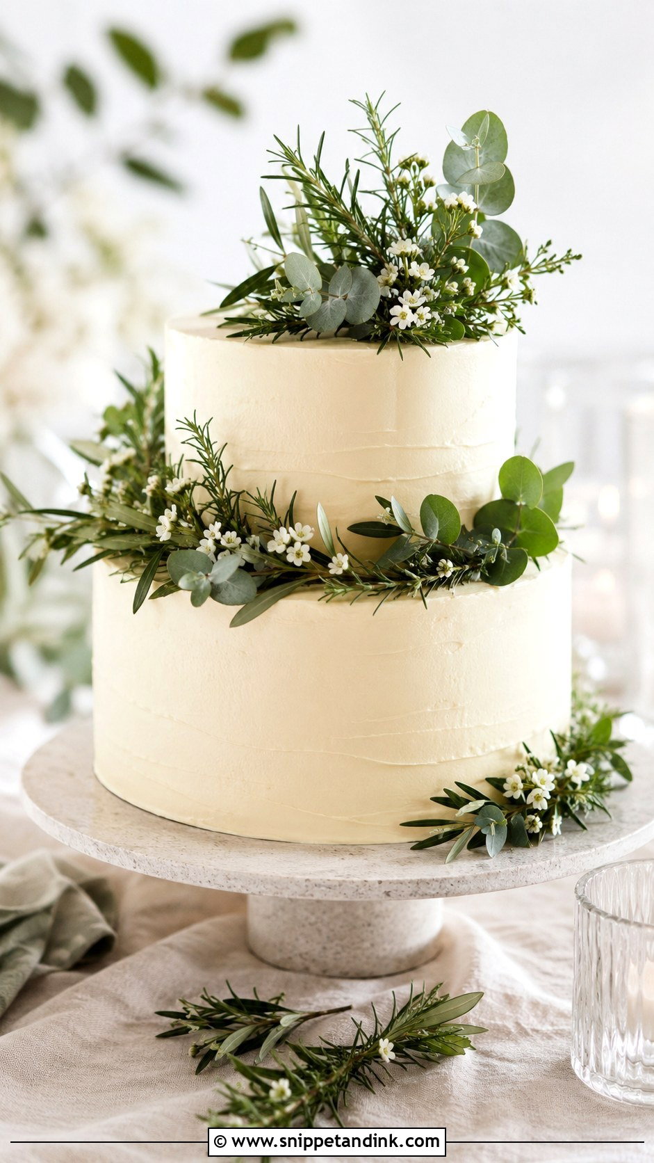 Two Tier Greenery Wedding Cake - Snippet and Ink - 20 2 Step Wedding Cake Ideas