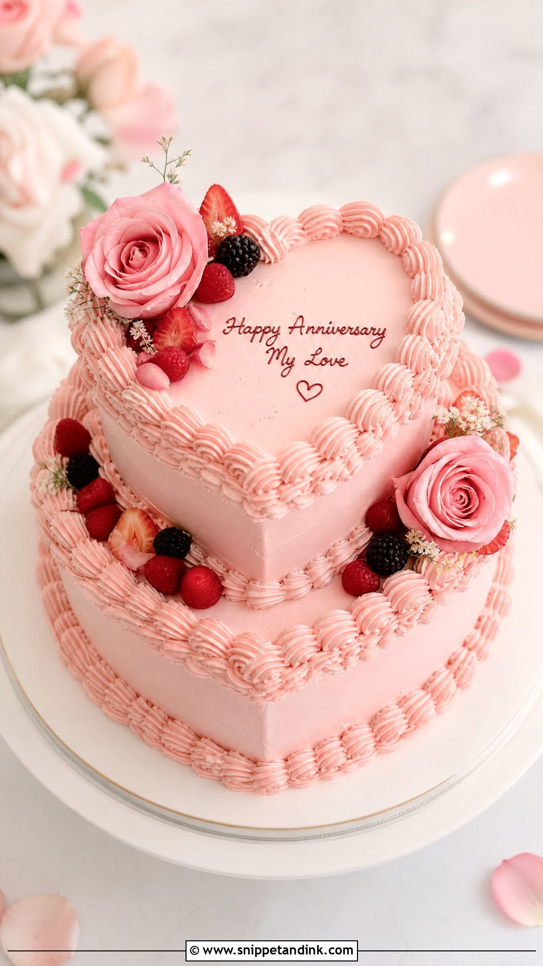 Two Tier Heart Anniversary Cake - Snippet and Ink - 20 Two Tier Anniversary Cake Ideas