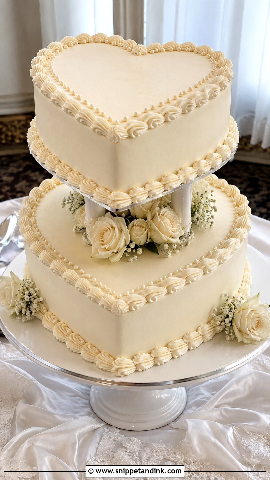 Two Tier Heart Shape Wedding Cake - Snippet and Ink - 20 Heart Shape Cake Ideas for Wedding