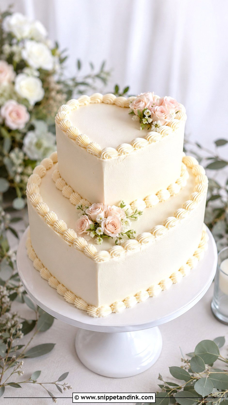Two Tier Heart Shaped Wedding Cake - Snippet and Ink - 20 Simple Heart Shaped Wedding Cake Ideas