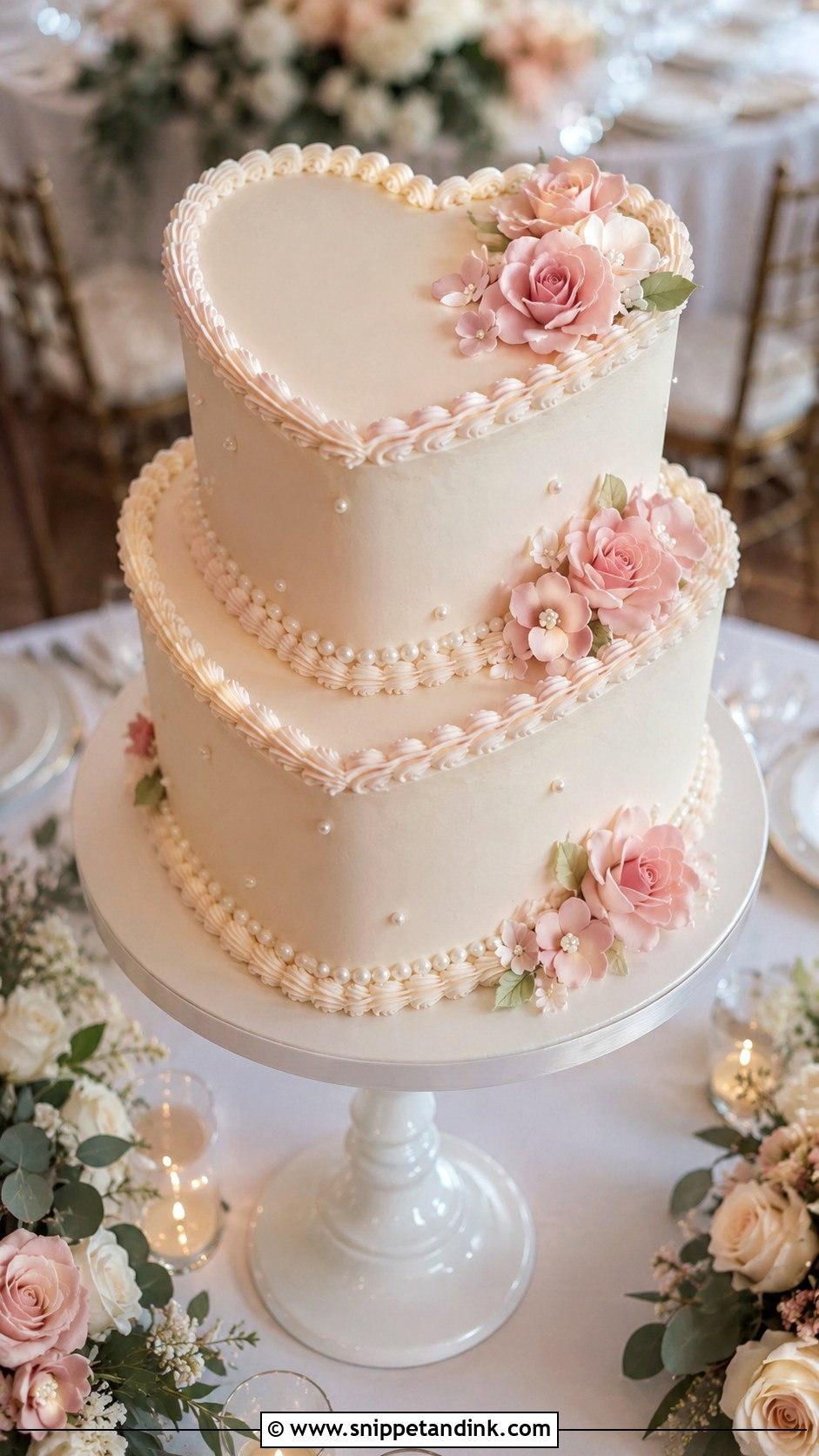 Two Tier Heart Wedding Cake - Snippet and Ink - 20 Heart Wedding Cake Ideas