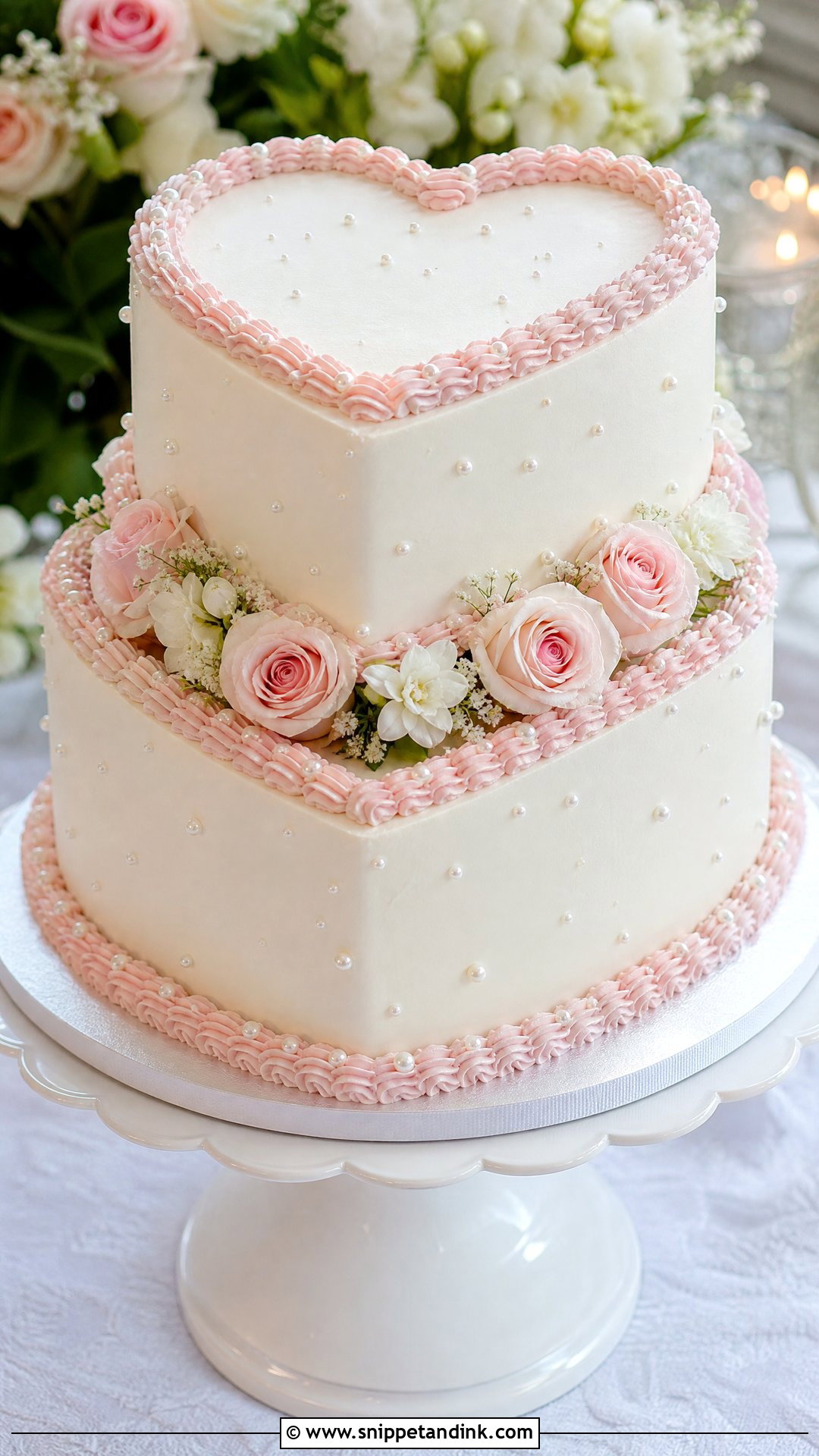 Two Tier Heart Wedding Cake - Snippet and Ink - 25 Hearts Cake Ideas for Wedding