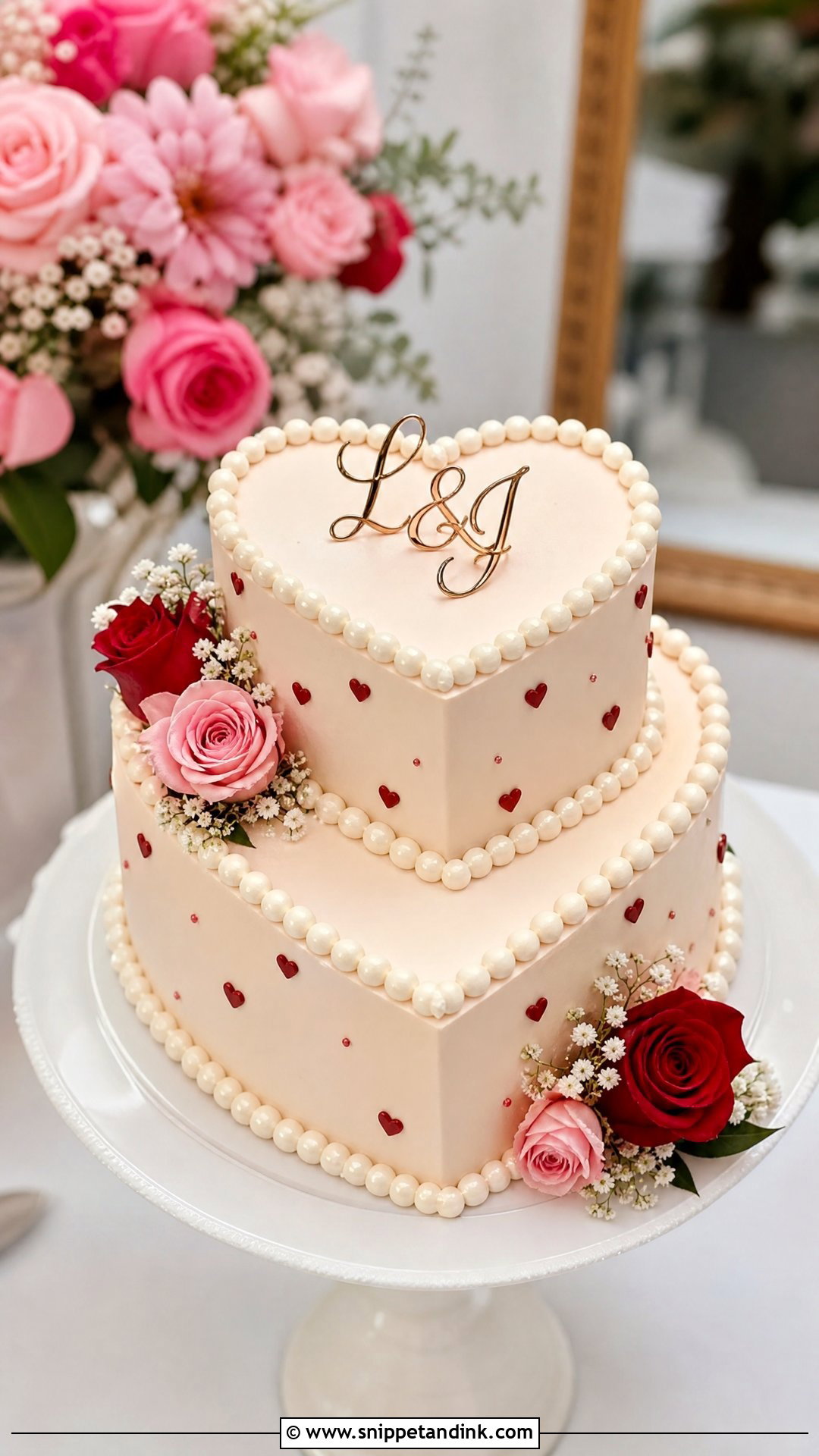 Two Tier Heart Wedding Cake - Snippet and Ink - 25 Love Theme Cake Ideas for Wedding