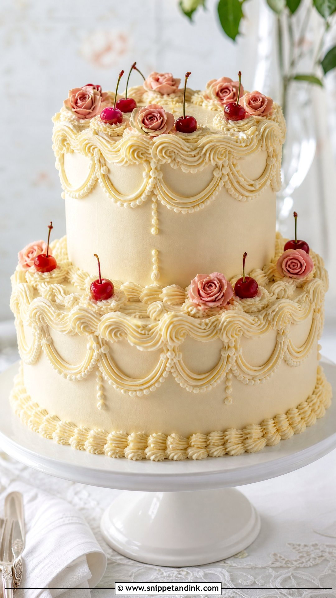 Two Tier Lambeth Wedding Cake - Snippet and Ink - 25 Double Tier Cake Design Ideas for Wedding