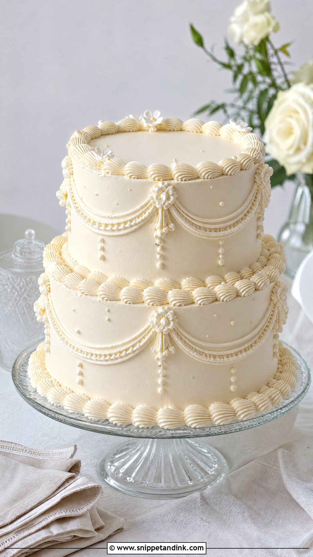 Two Tier Lambeth Wedding Cake - Snippet and Ink - 20 Lambeth Wedding Cake Ideas