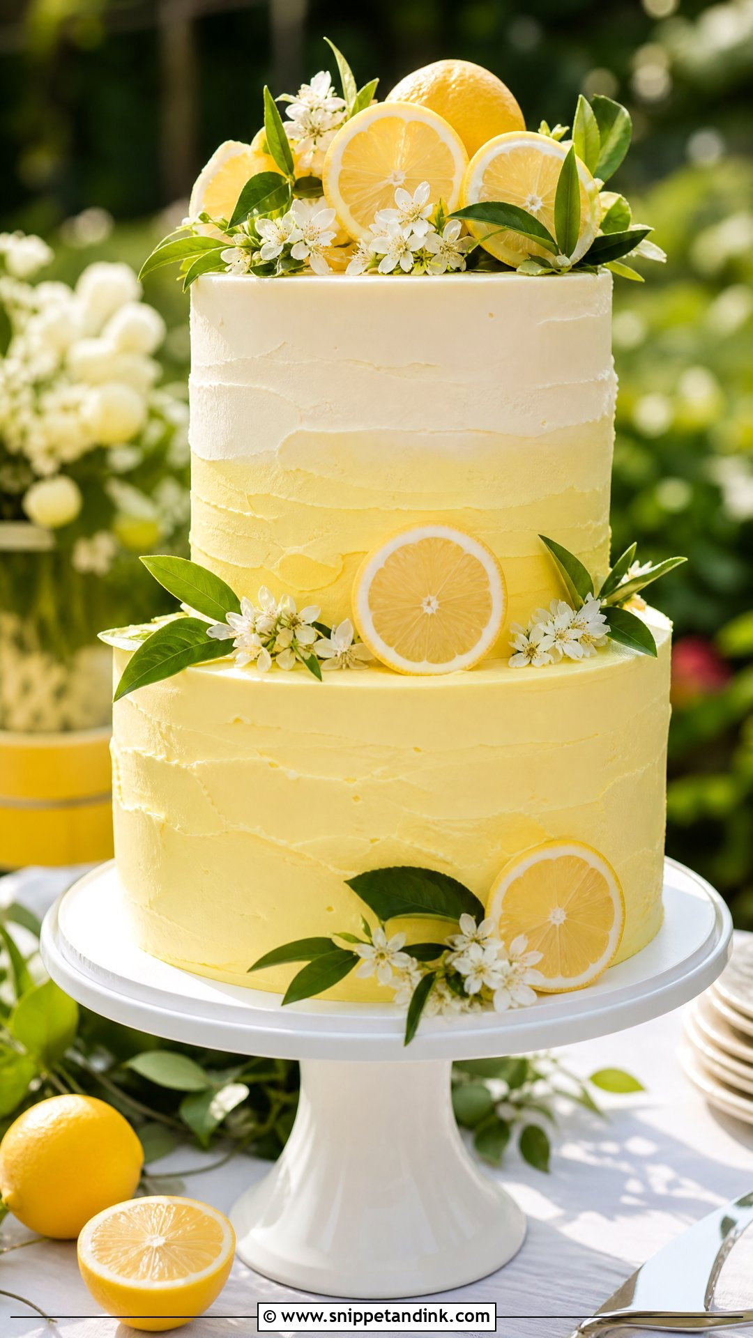 Two Tier Lemon Wedding Cake - Snippet and Ink - 20 Simple Two Tier Wedding Cake Ideas