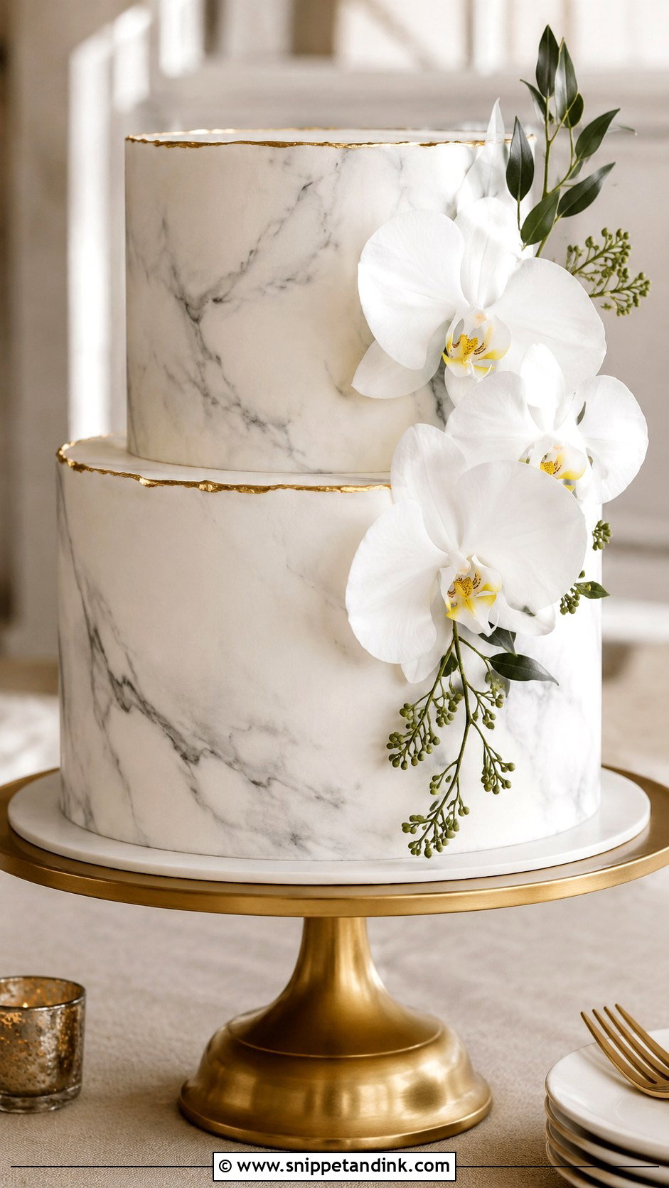 Two Tier Marble Wedding Cake - Snippet and Ink - 20 2 Step Wedding Cake Ideas