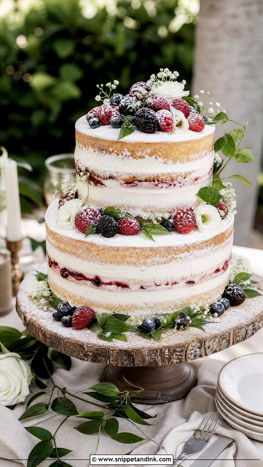 Two Tier Naked Torte Wedding Cake - Snippet and Ink - 20 Tier Torte Ideas for Wedding