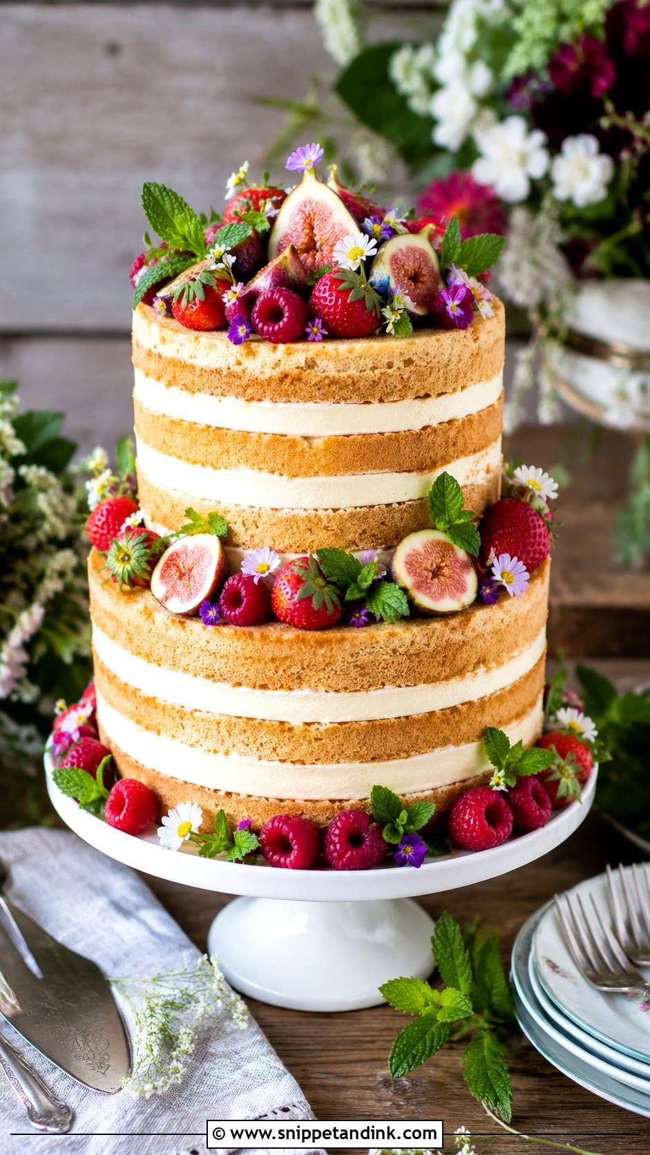 Two Tier Naked Wedding Cake - Snippet and Ink - 20 2 Tiered Cake Ideas for Wedding