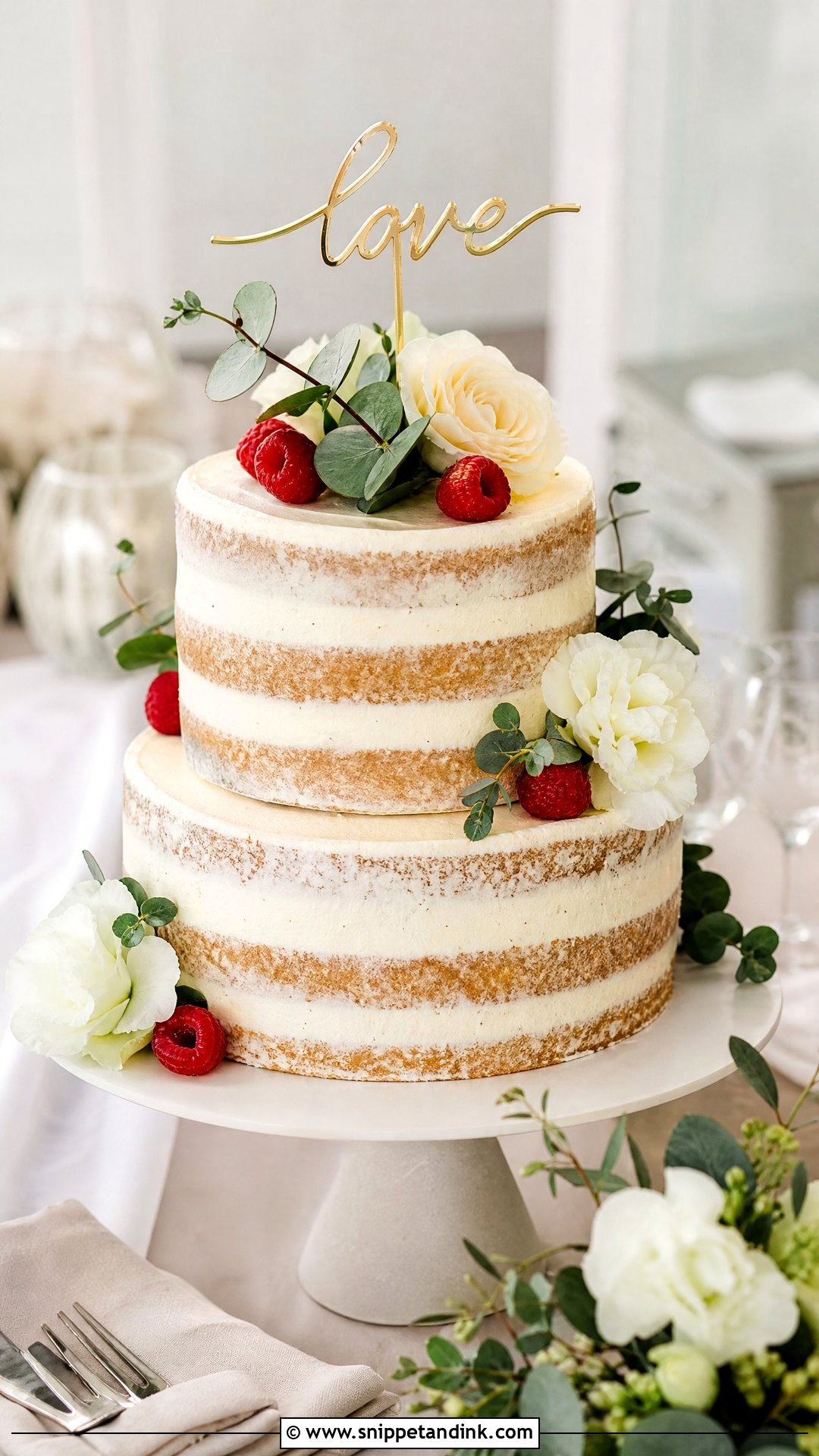Two Tier Naked Wedding Cake - Snippet and Ink - 20 Naked Wedding Cake Ideas