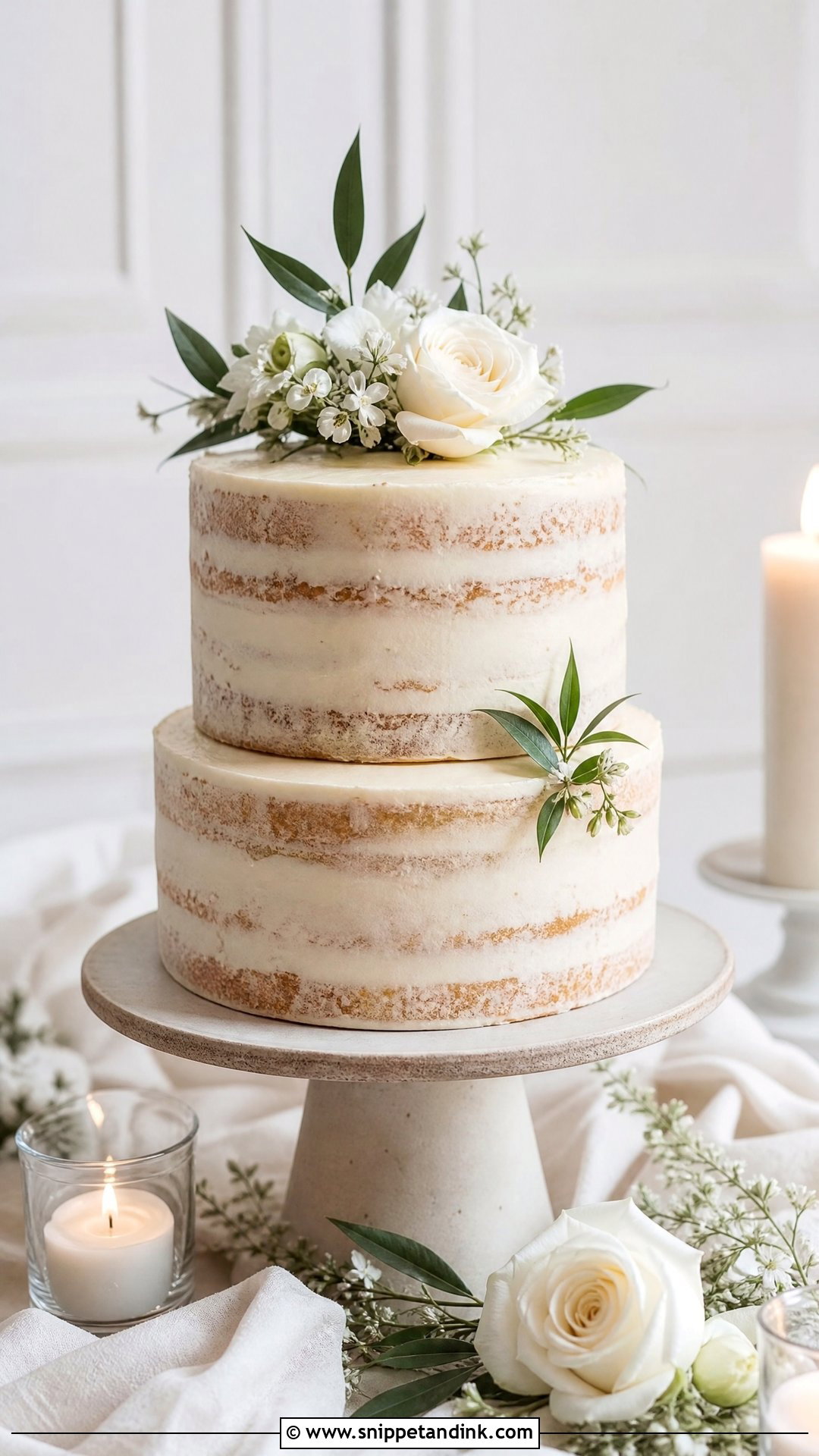 Two Tier Naked Wedding Cake - Snippet and Ink - 25 Naked Wedding Cakes