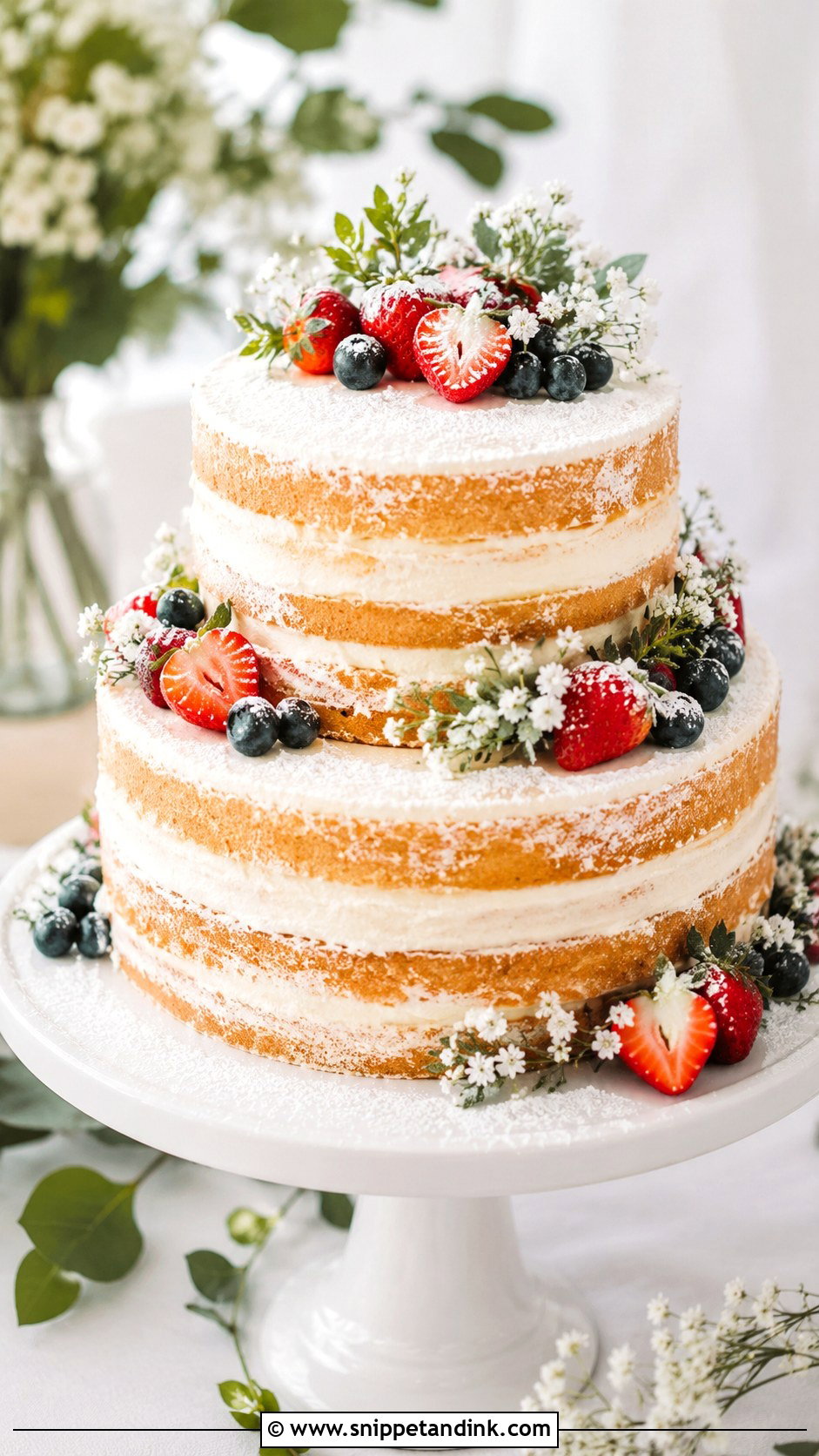 Two Tier Naked Wedding Cake - Snippet and Ink - 20 2 Step Wedding Cake Ideas