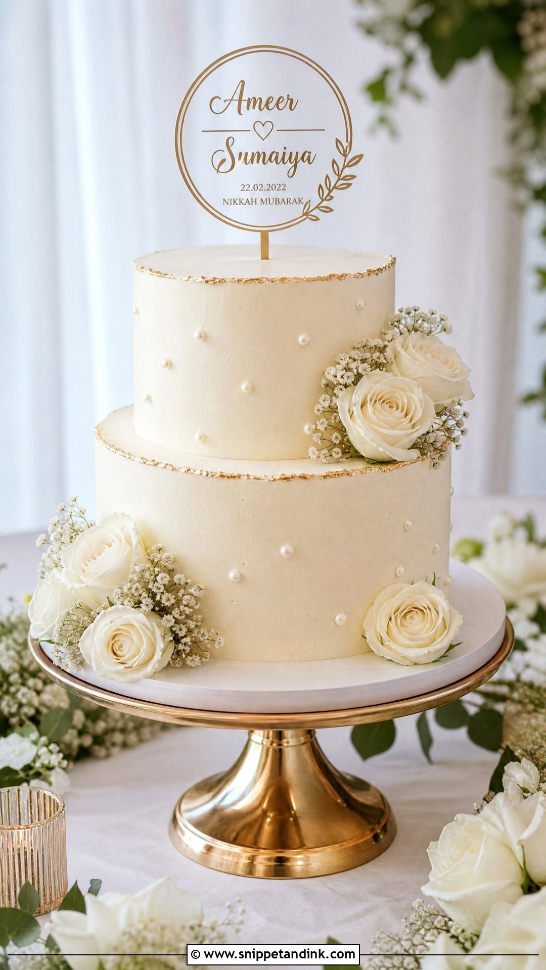 Two Tier Nikkah Cake - Snippet and Ink - 25 Nikkah Cake Ideas
