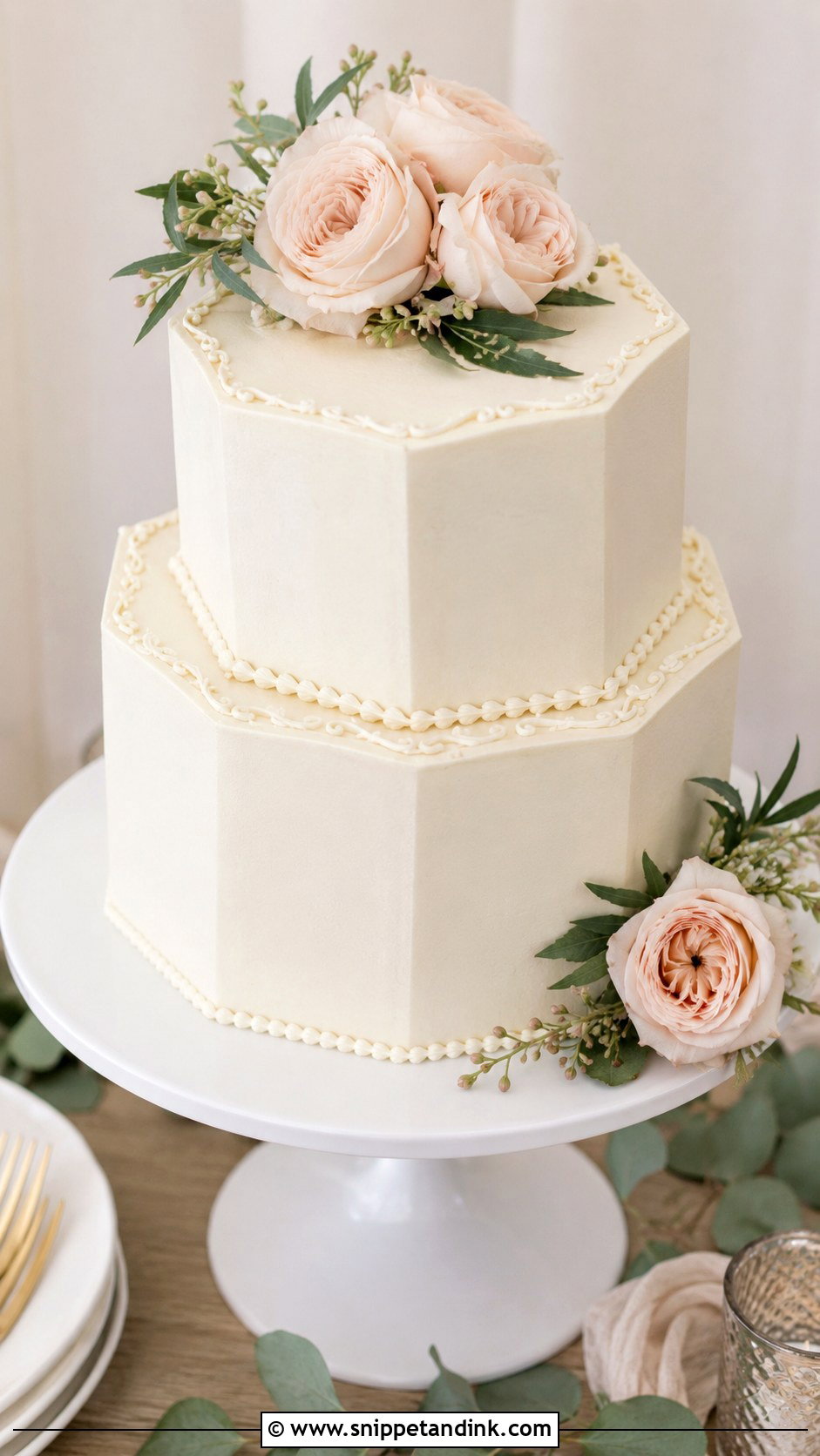 Two Tier Octagon Wedding Cake - Snippet and Ink - 20 Octagon Wedding Cake Ideas