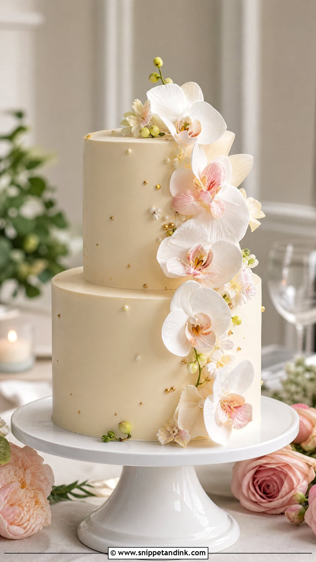 Two Tier Orchid Anniversary Cake - Snippet and Ink - 20 Two Tier Anniversary Cake Ideas