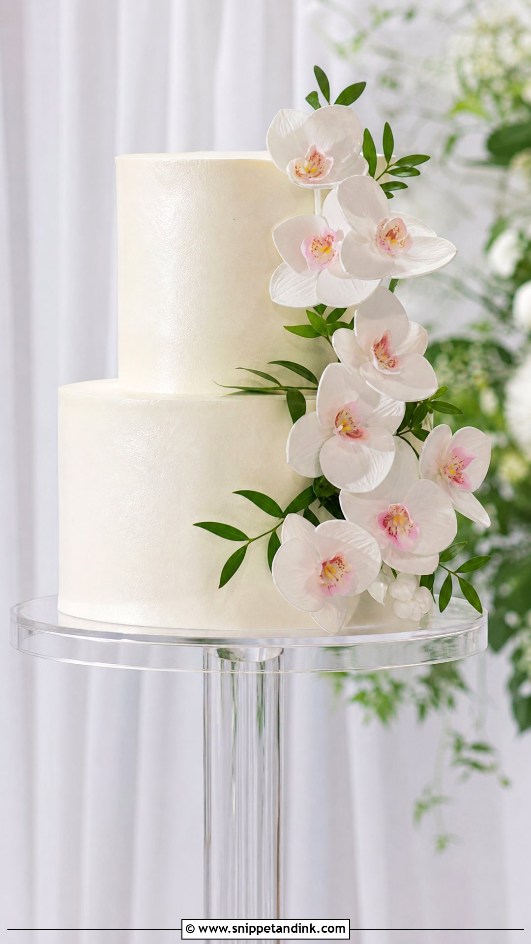 Two Tier Orchid Wedding Cake - Snippet and Ink - 25 Double Tier Cake Design Ideas for Wedding
