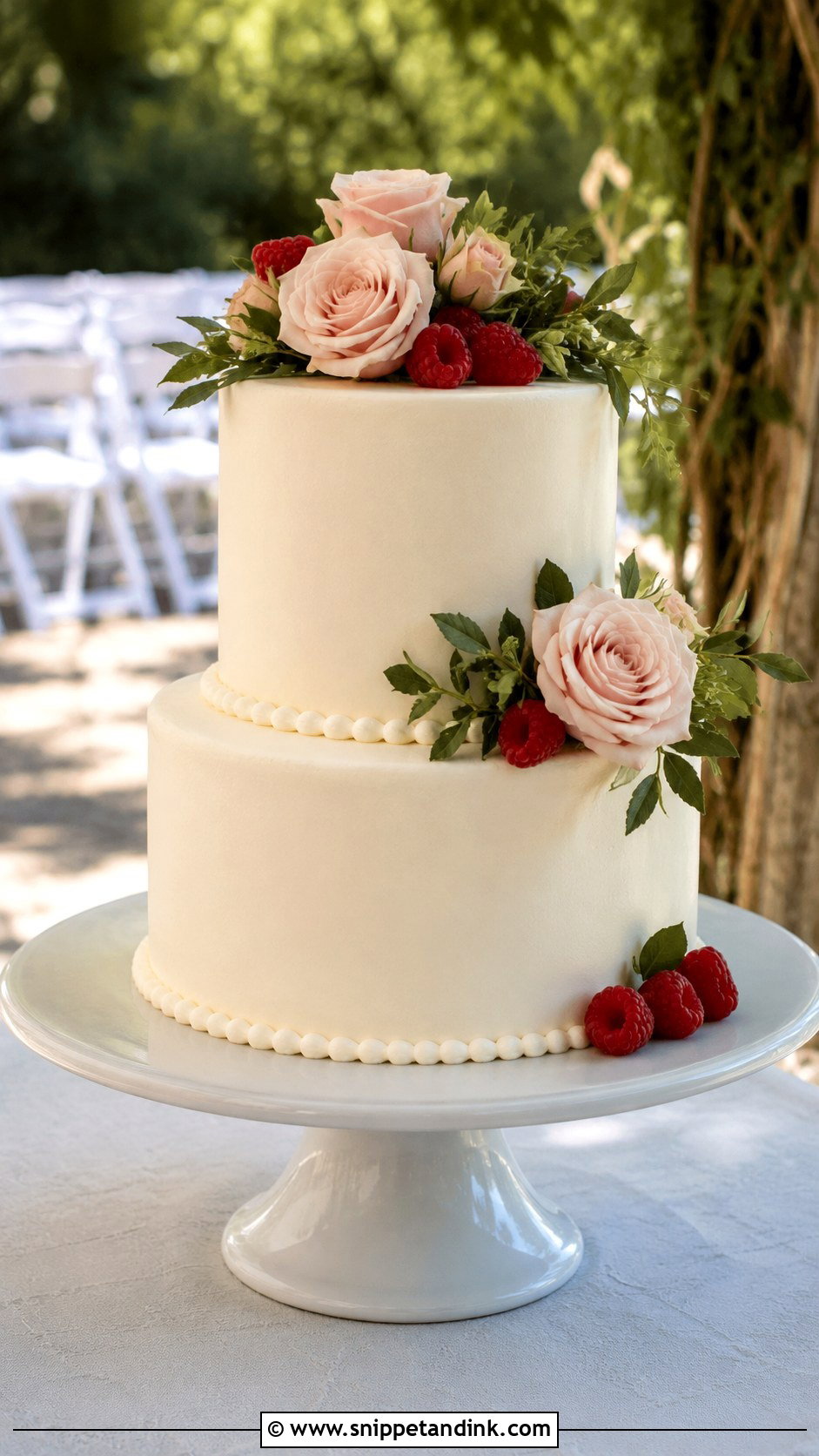 Two Tier Outdoor Wedding Cake - Snippet and Ink - 25 Outdoor Wedding Cake Ideas