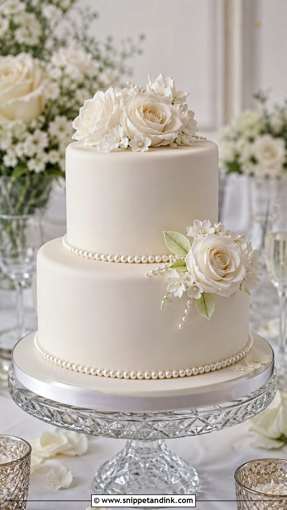 Two Tier Pearl Wedding Cake - Snippet and Ink - 20 2 Tiered Cake Ideas for Wedding