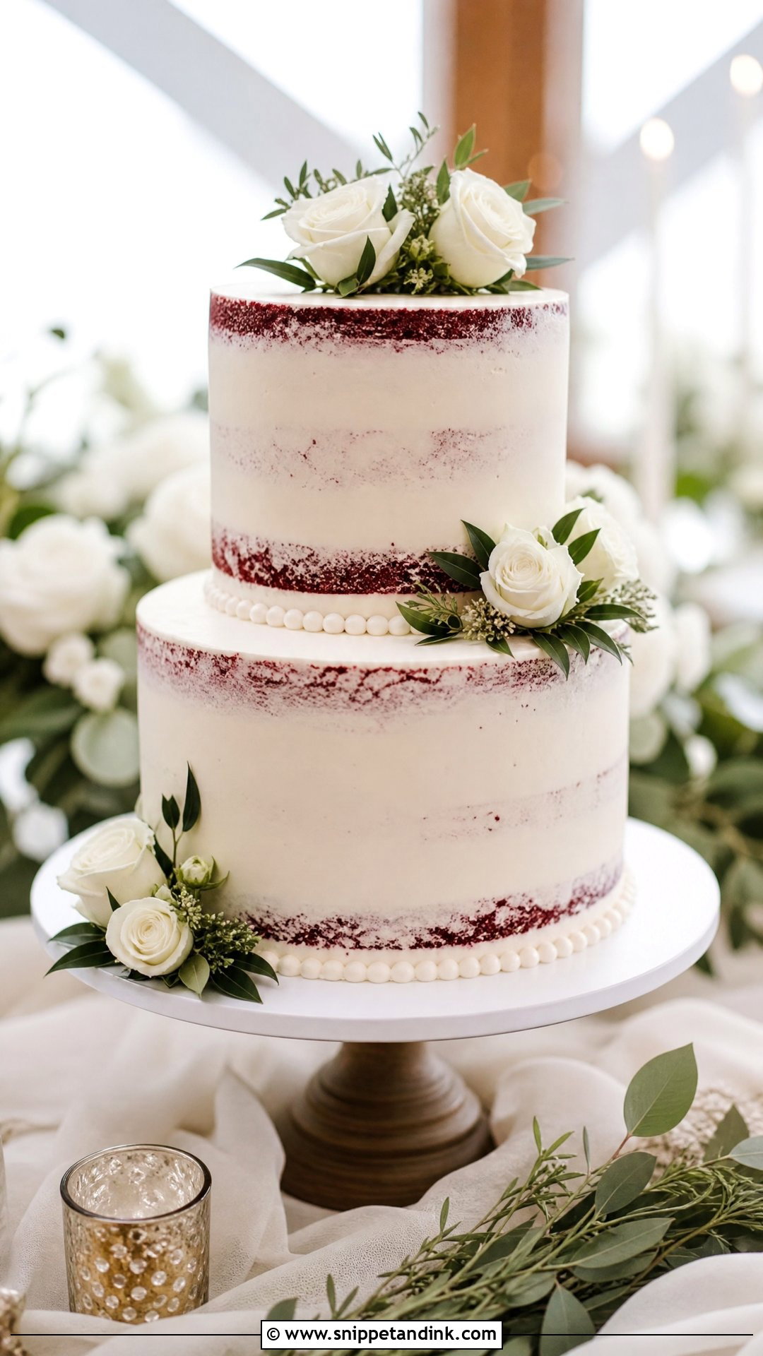 Two Tier Red Velvet Wedding Cake - Snippet and Ink - 20 Red Velvet Wedding Cake Ideas