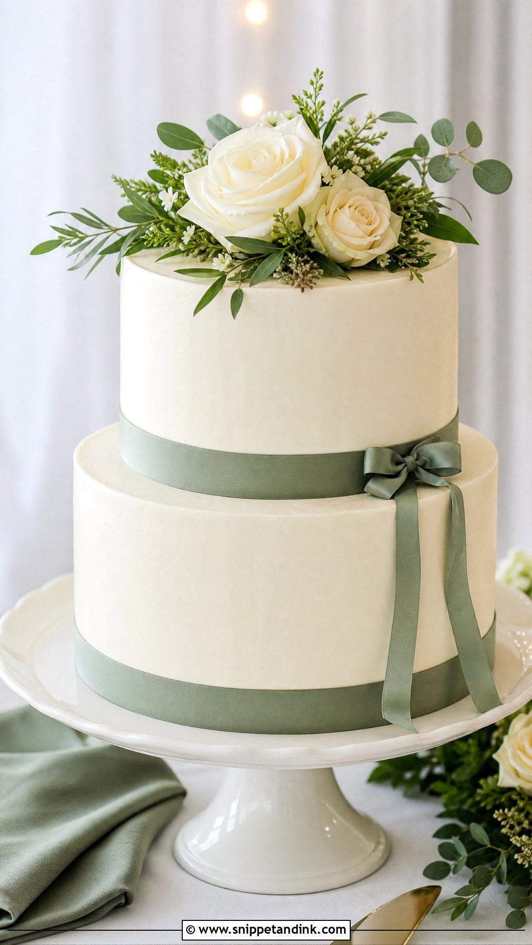 Two Tier Ribbon Wedding Cake - Snippet and Ink - 20 Simple Two Tier Wedding Cake Ideas