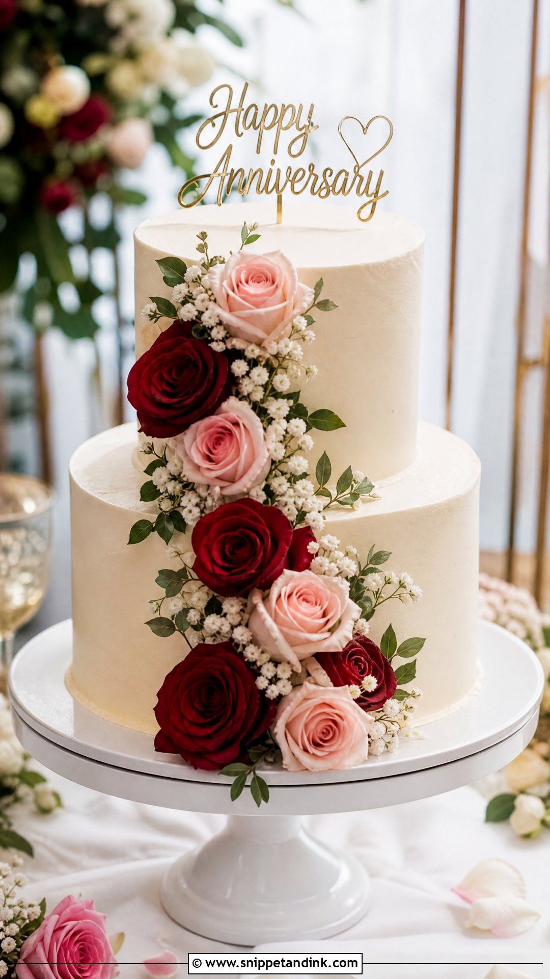 Two Tier Rose Anniversary Cake - Snippet and Ink - 20 Two Tier Anniversary Cake Ideas