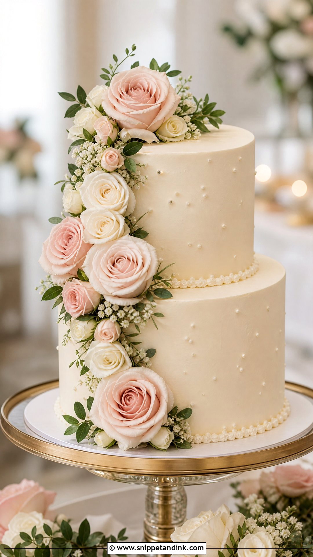 Two Tier Rose Wedding Cake - Snippet and Ink - 20 Two Tier Cakes for Wedding