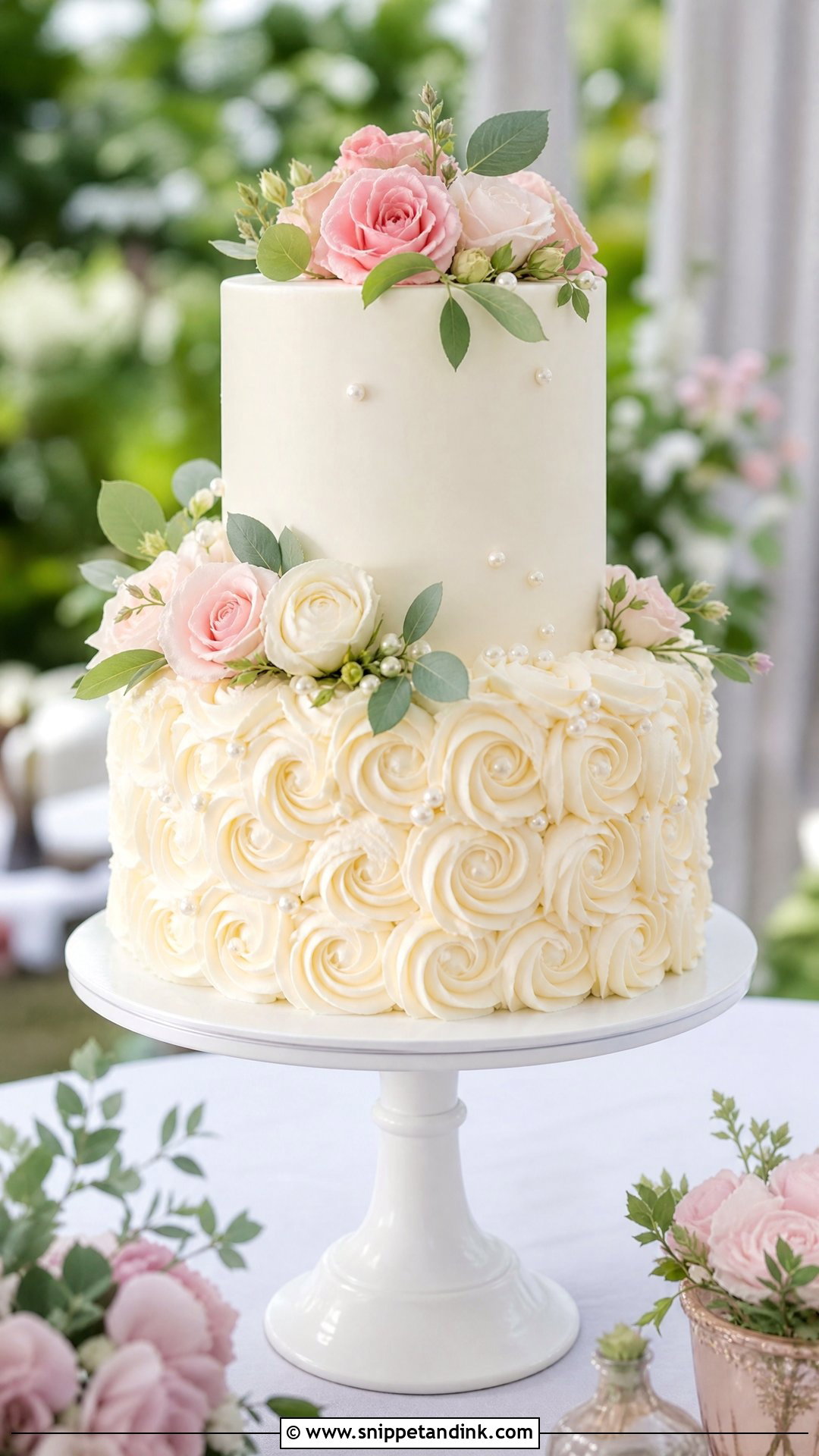 Two Tier Rosette Wedding Cake - Snippet and Ink - 30 Rosette Cake Ideas for Wedding