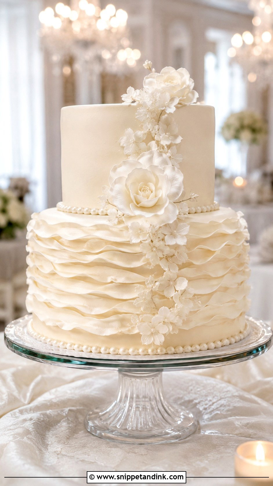 Two Tier Ruffle Wedding Cake - Snippet and Ink - 20 2 Step Wedding Cake Ideas