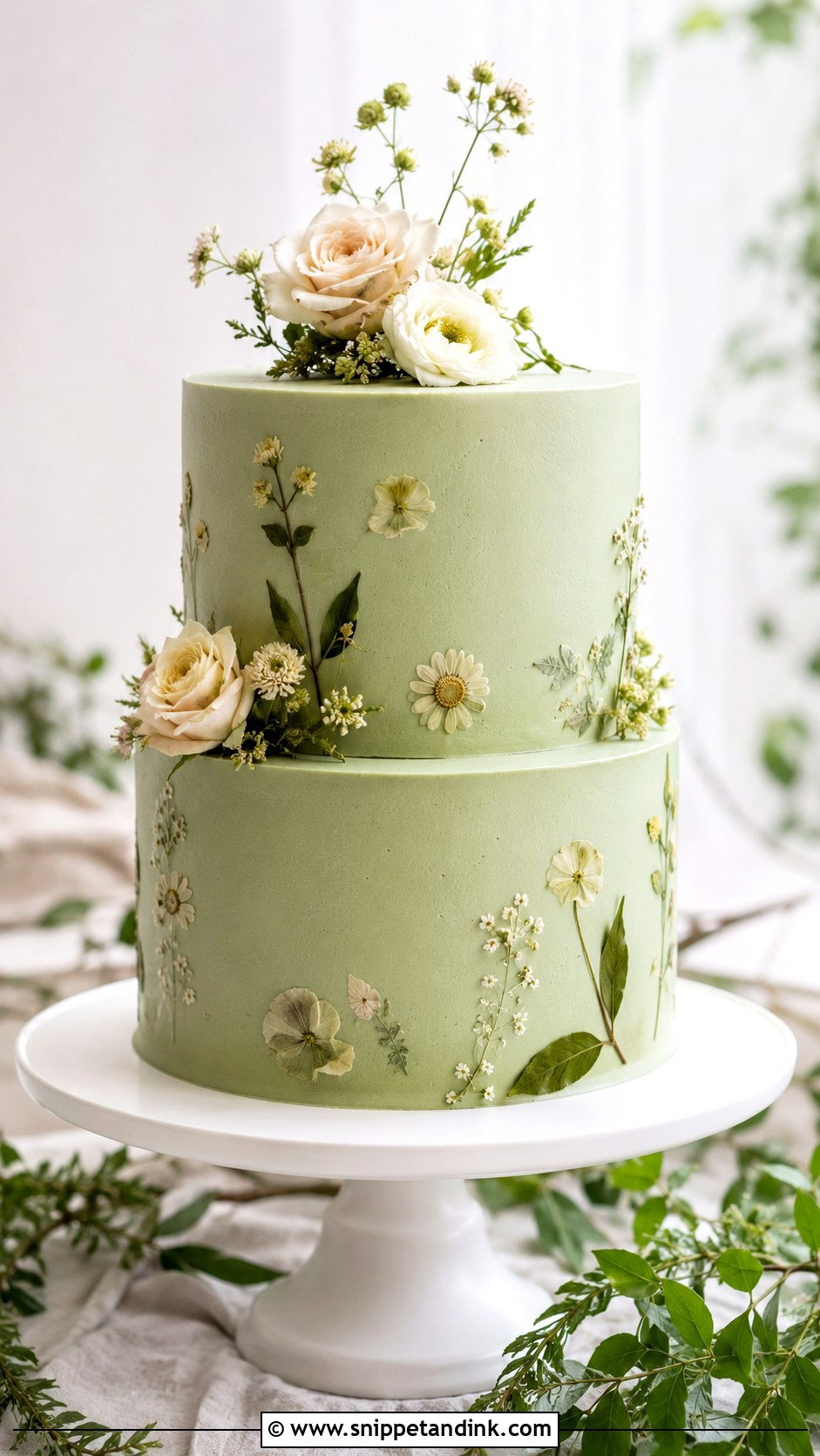 Two Tier Sage Green Wedding Cake - Snippet and Ink - 20 2 Tiered Cake Ideas for Wedding
