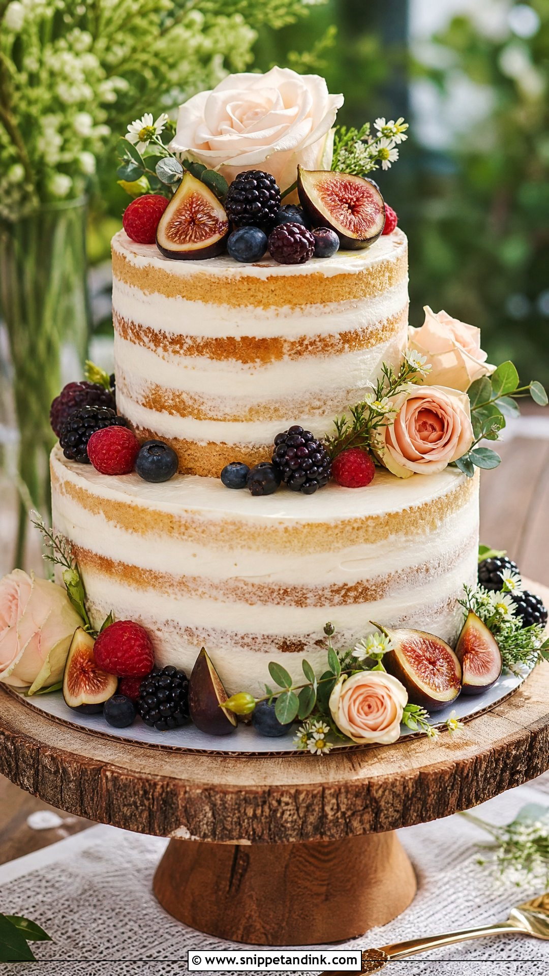 Two Tier Semi Naked Anniversary Cake - Snippet and Ink - 20 Two Tier Anniversary Cake Ideas