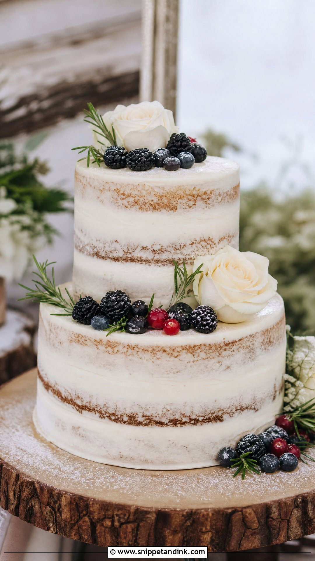 Two Tier Semi Naked Wedding Cake - Snippet and Ink - 25 Double Tier Cake Design Ideas for Wedding