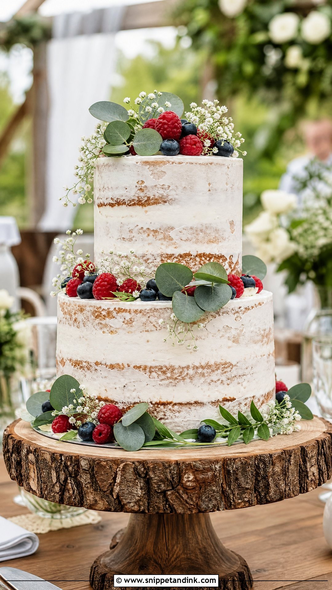 Two Tier Semi Naked Wedding Cake - Snippet and Ink - 20 Simple Two Tier Wedding Cake Ideas