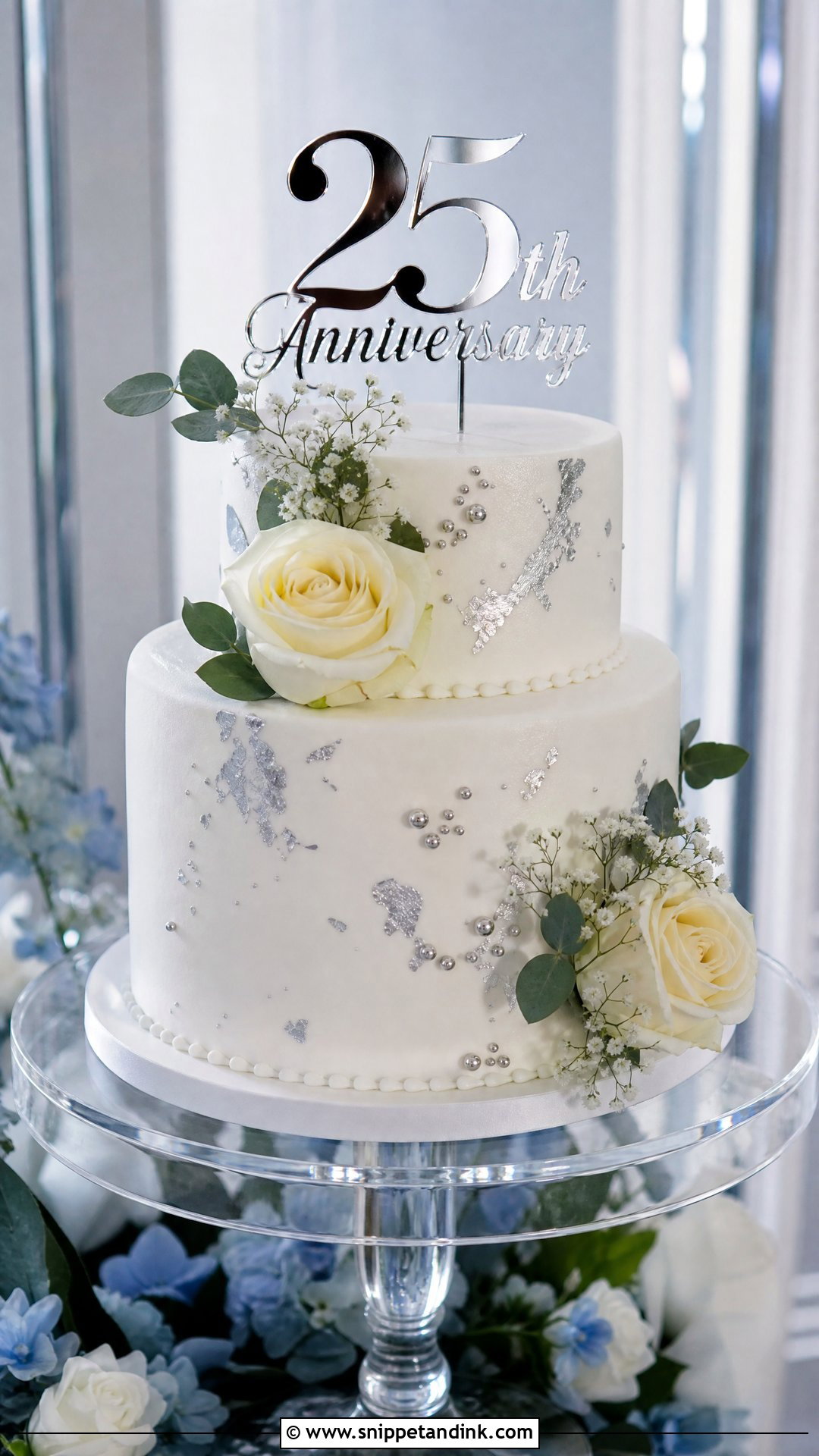 Two Tier Silver Anniversary Cake - Snippet and Ink - 20 Two Tier Anniversary Cake Ideas