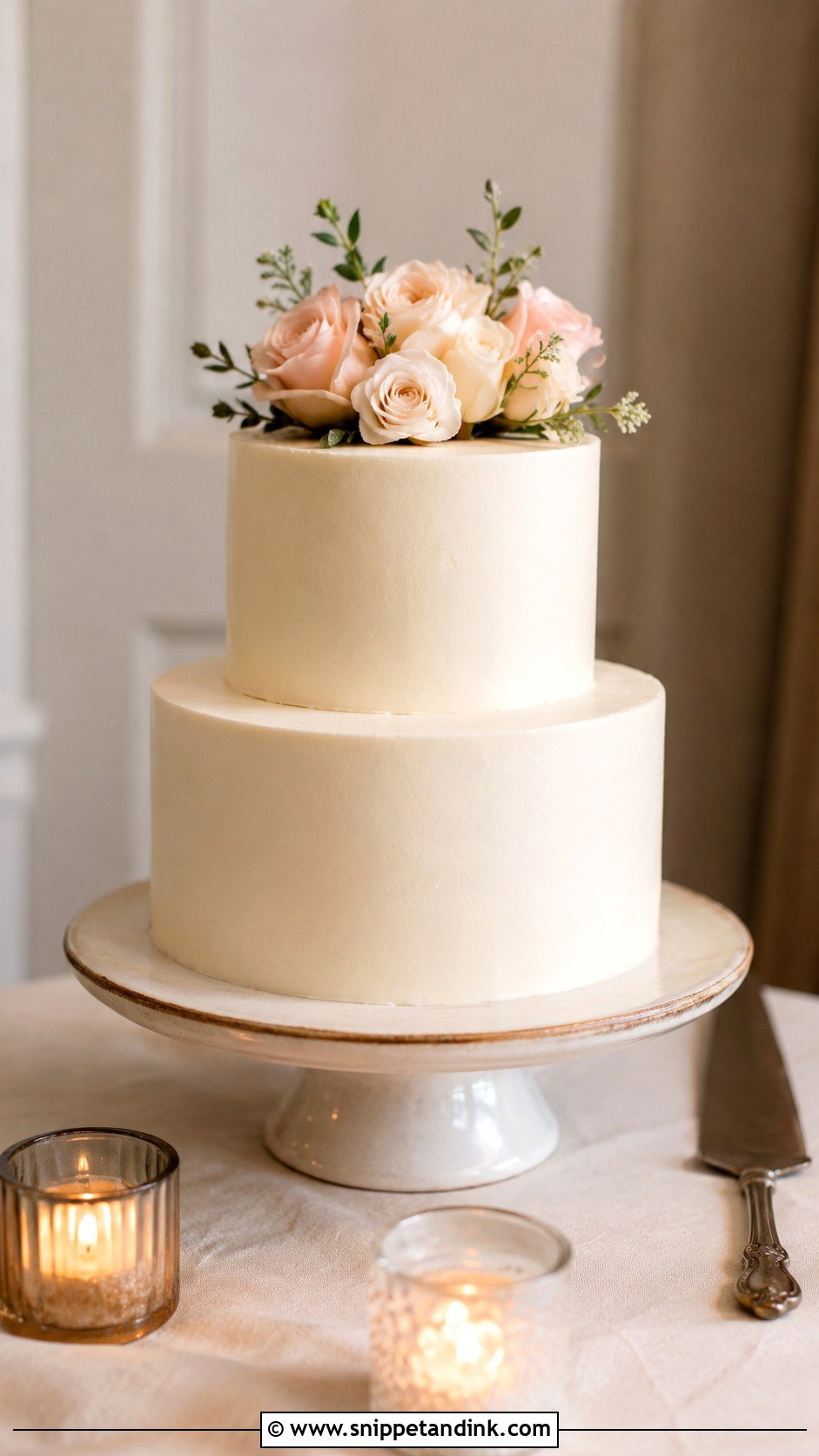 Two Tier Smooth Wedding Cake - Snippet and Ink - 20 Smooth Wedding Cake Ideas