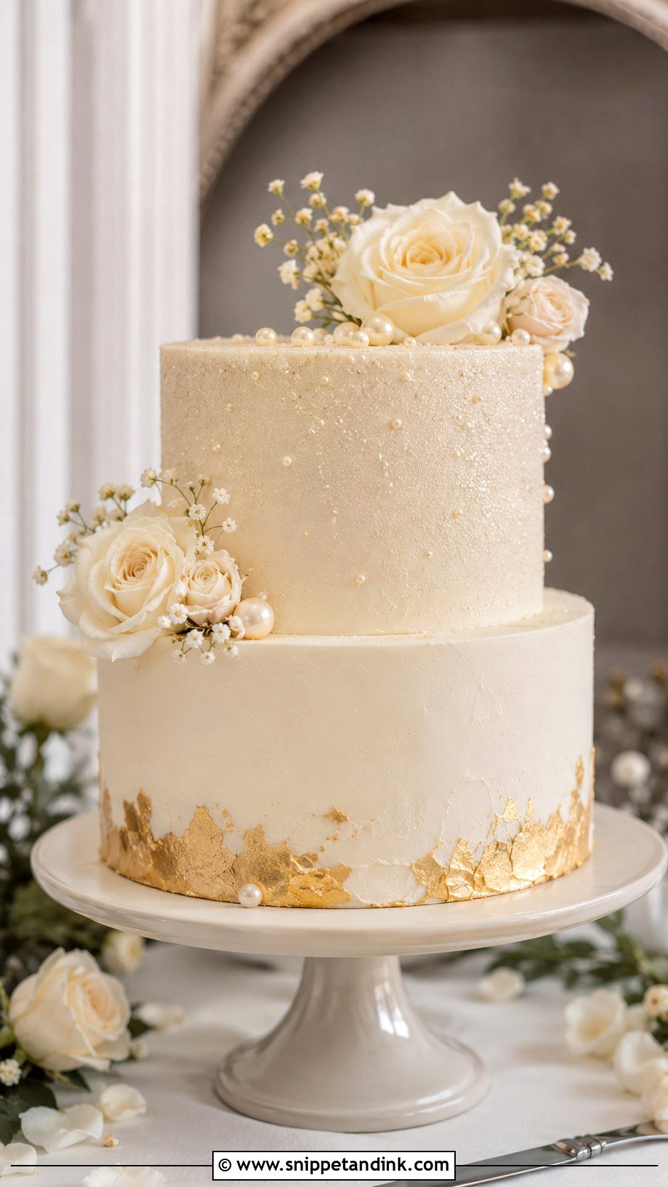 Two Tier Sparkle Wedding Cake - Snippet and Ink - 30 Sparkle Wedding Cake Ideas