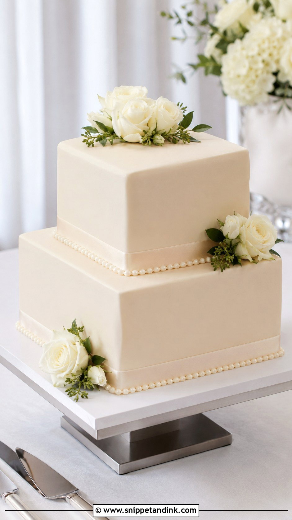 Two Tier Square Wedding Cake - Snippet and Ink - 20 2 Step Wedding Cake Ideas