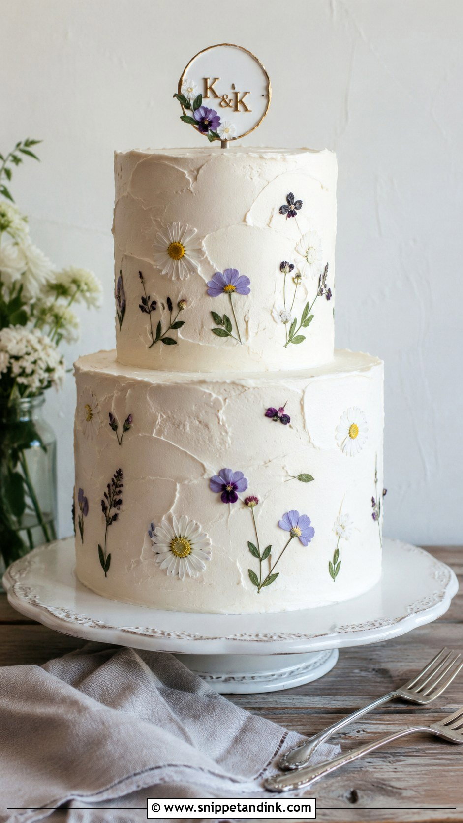 Two Tier Stacked Wedding Cake - Snippet and Ink - 20 Stacking Wedding Cakes Ideas
