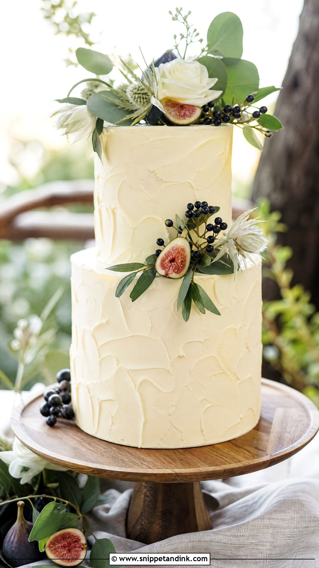 Two Tier Textured Buttercream Wedding Cake - Snippet and Ink - 25 Double Tier Cake Design Ideas for Wedding
