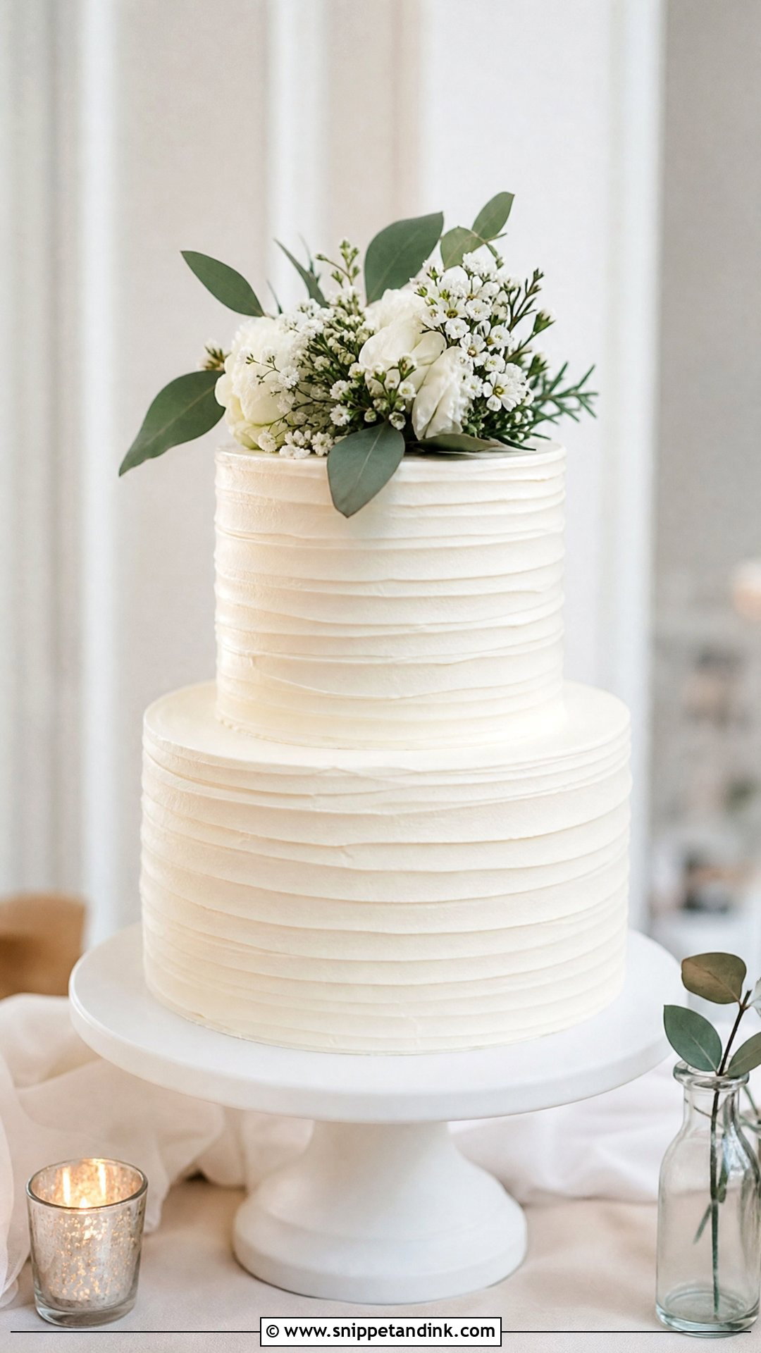 Two Tier Textured Buttercream Wedding Cake - Snippet and Ink - 20 Simple Two Tier Wedding Cake Ideas
