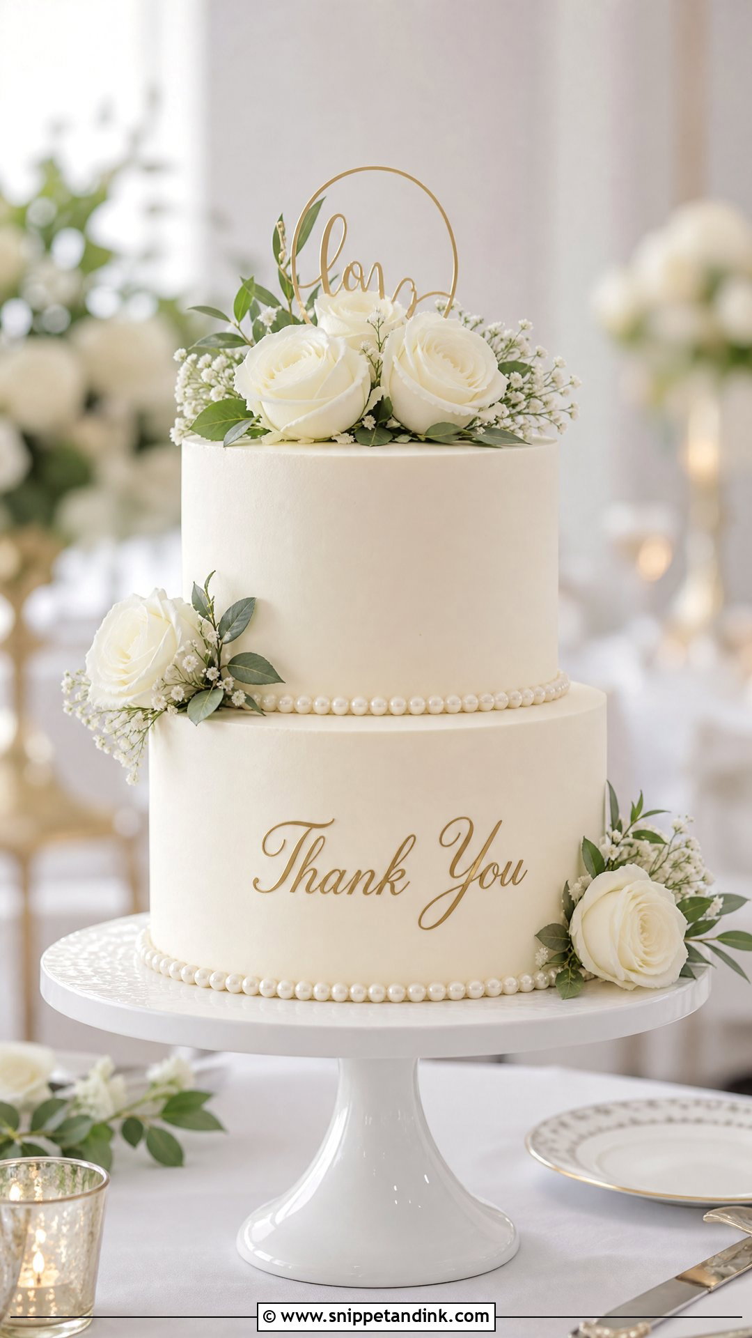 Two Tier Thank You Wedding Cake - Snippet and Ink - 20 Thank You Cake Design Ideas for Wedding