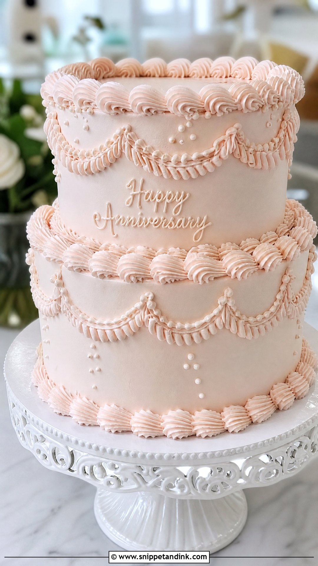 Two Tier Vintage Anniversary Cake - Snippet and Ink - 20 Two Tier Anniversary Cake Ideas