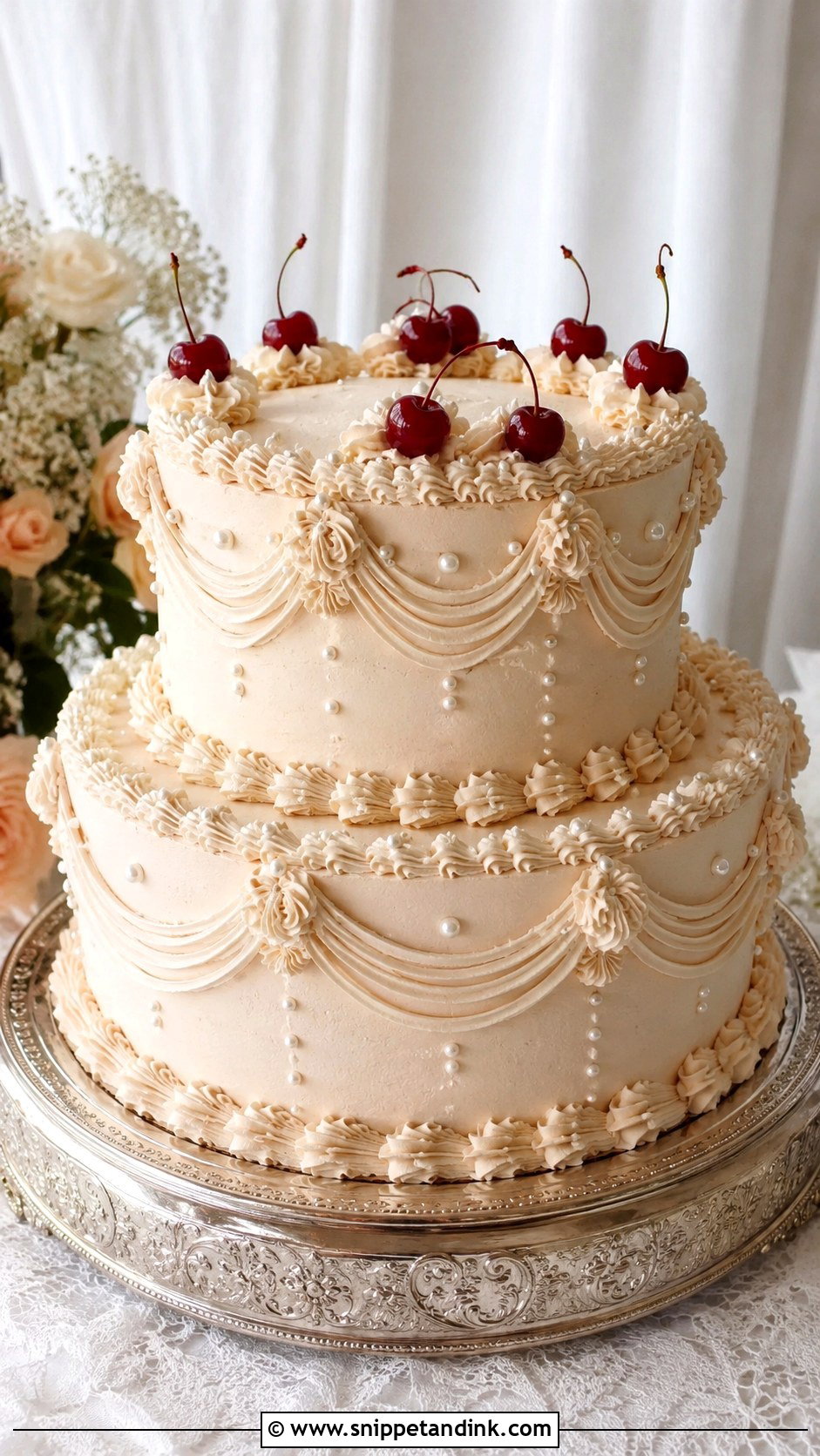 Two Tier Vintage Wedding Cake - Snippet and Ink - 20 2 Tiered Cake Ideas for Wedding