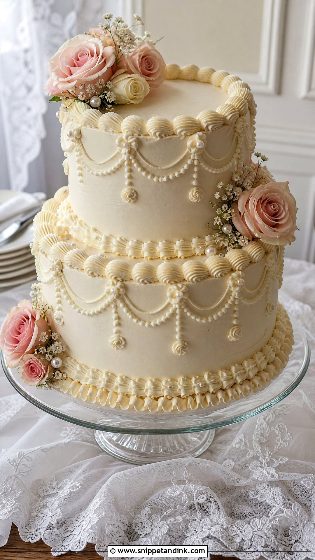 Two Tier Vintage Wedding Cake - Snippet and Ink - 25 Double Tier Cake Design Ideas for Wedding
