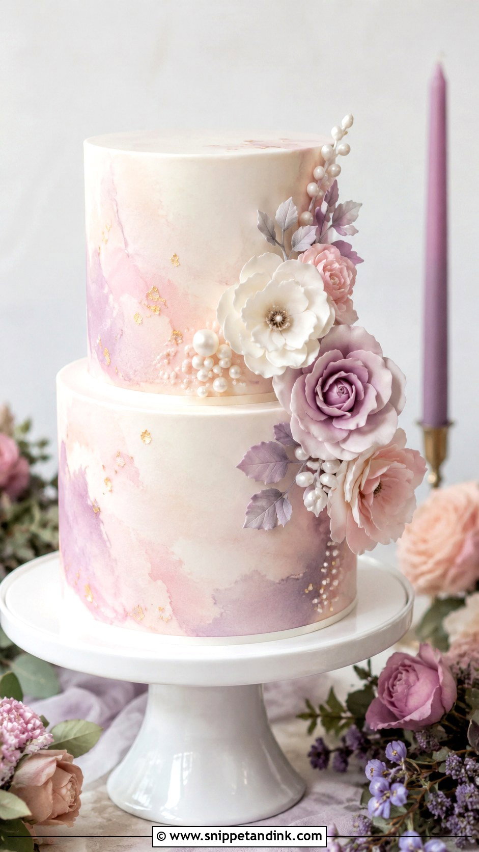 Two Tier Watercolor Wedding Cake - Snippet and Ink - 20 2 Tiered Cake Ideas for Wedding