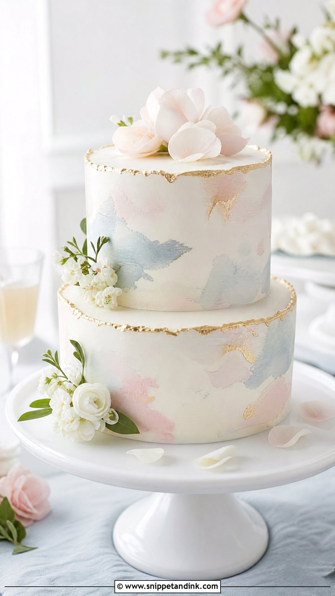 Two Tier Watercolor Wedding Cake - Snippet and Ink - 20 Simple Two Tier Wedding Cake Ideas